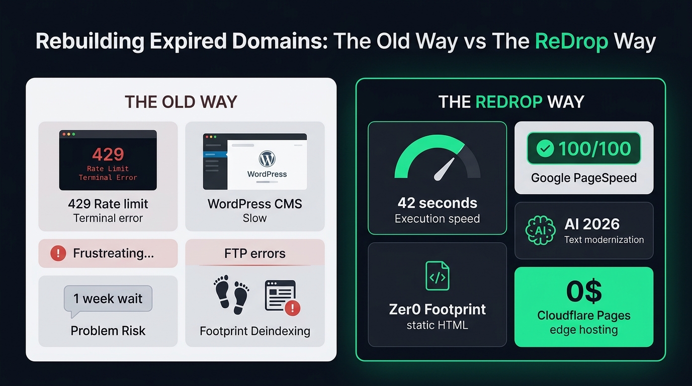 Rebuilding Expired Domains: The Old Way vs The ReDrop Way